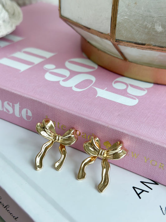 Gold Bow Studs