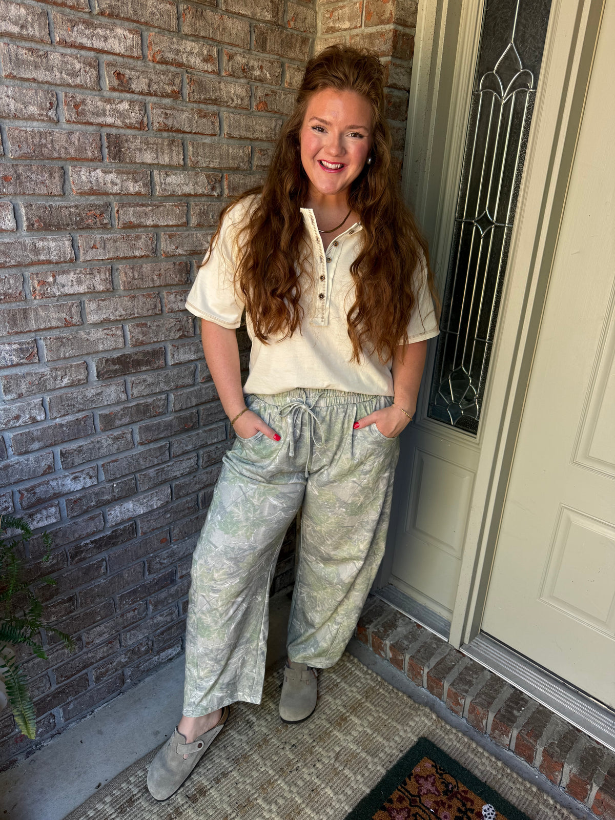 Soft Sage Camo Barrel Pants