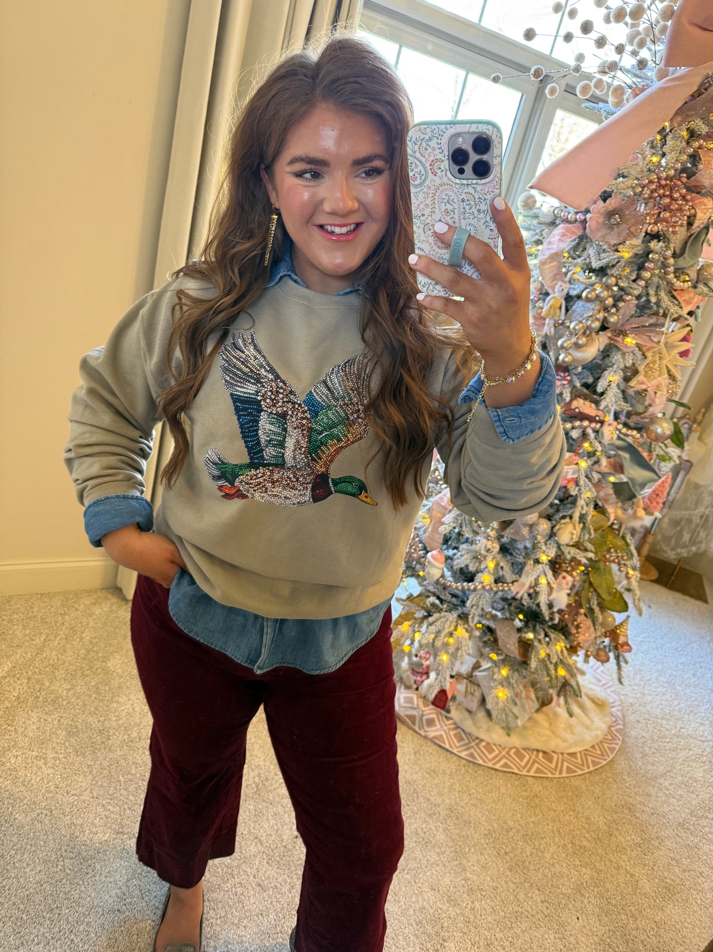 Faux Rhinestone Duck Sweatshirt - PREORDER