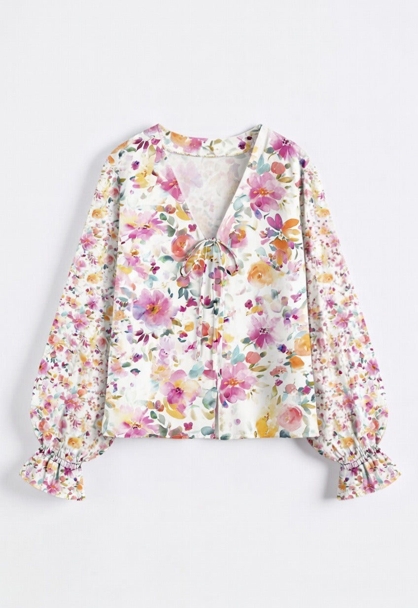 Pink Cakewalk Floral Smocked Blouse - PREORDER