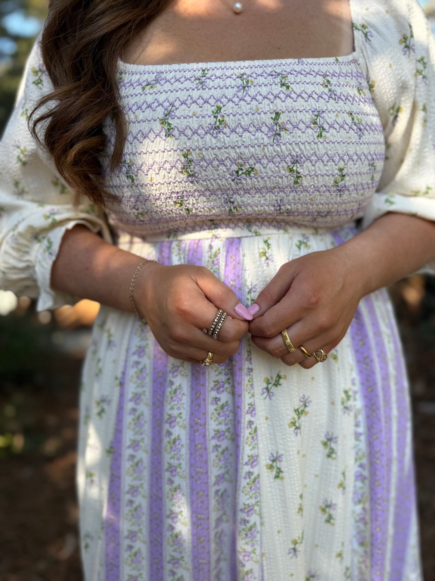 Violet Meadow Smocked Maxi Dress