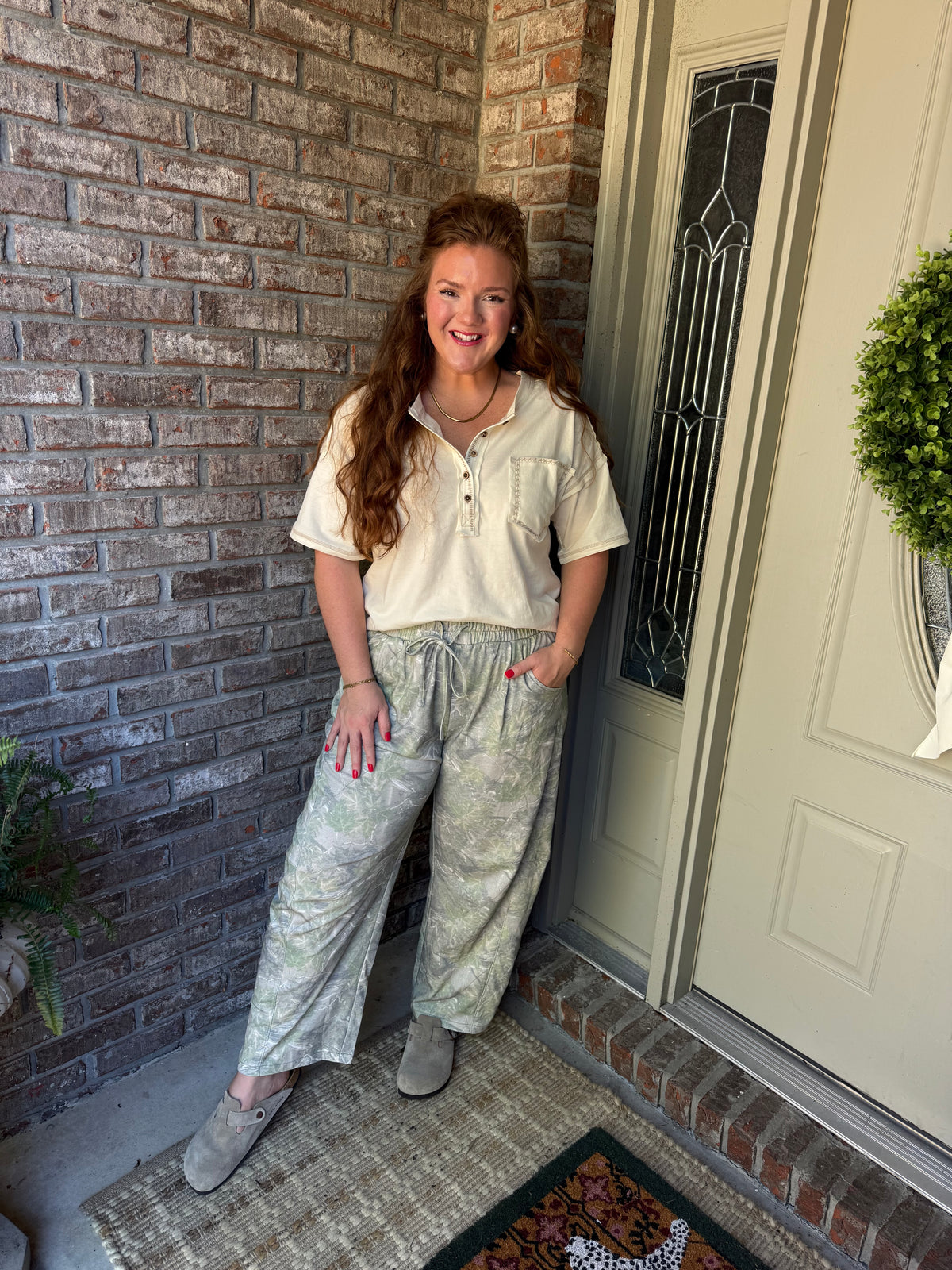 Soft Sage Camo Barrel Pants