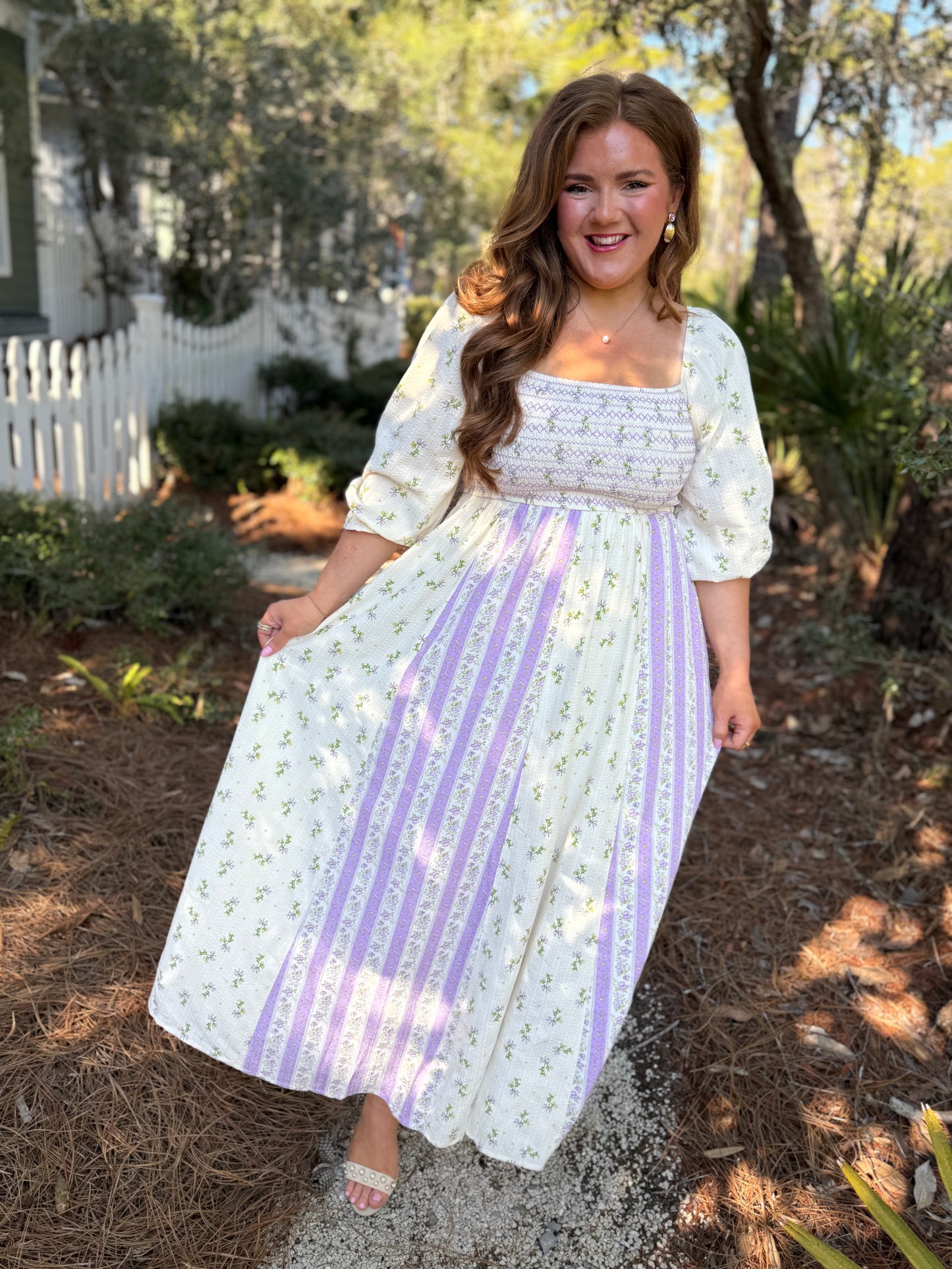 Violet Meadow Smocked Maxi Dress