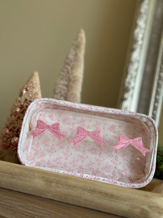 3 Bows Medium - Pink Toile