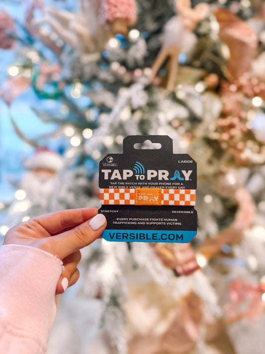 Tap To Pray™ Wristbands -Orange Checkered