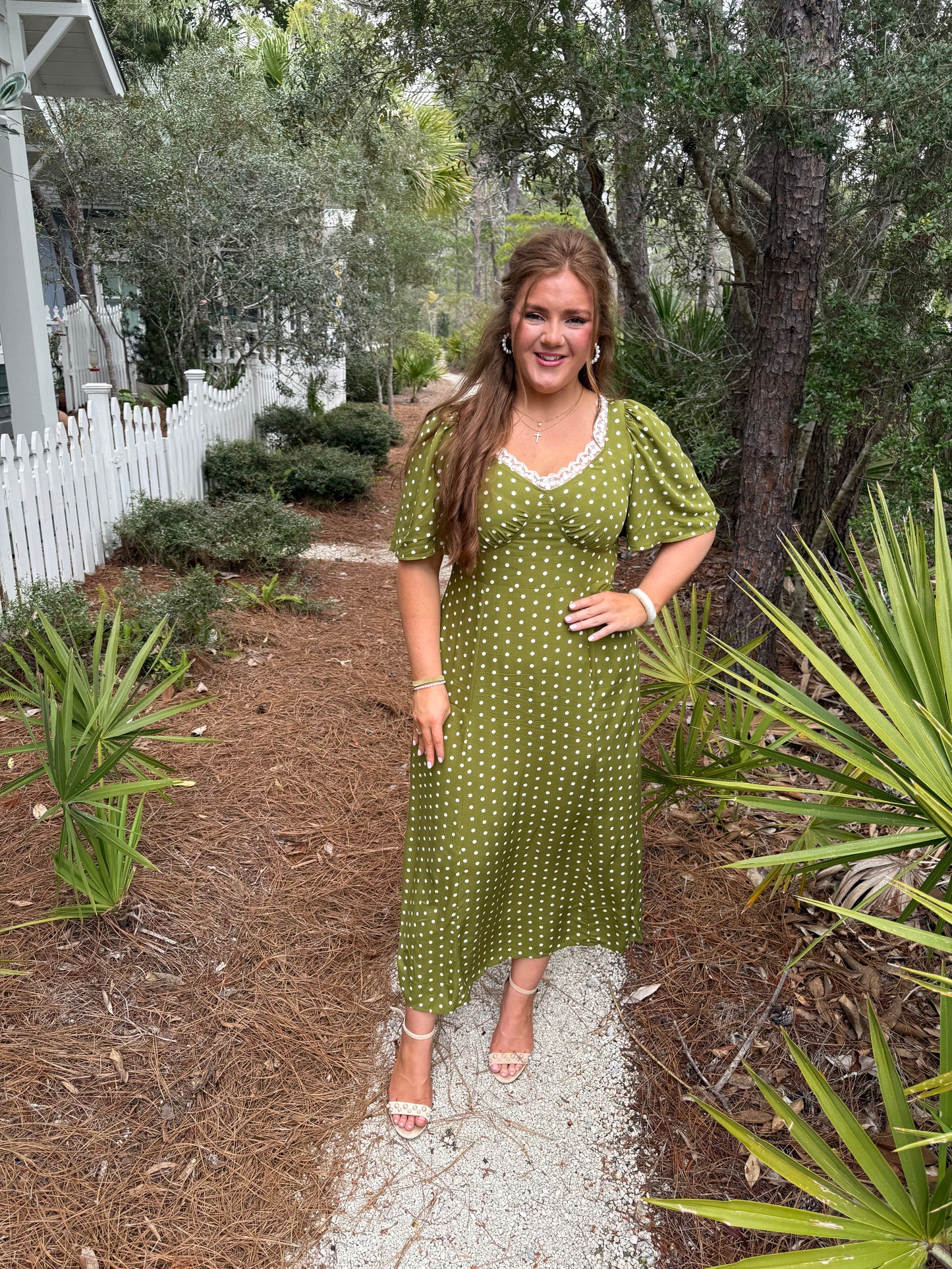 Olive Dreams Polka Dot Dress - PREORDER