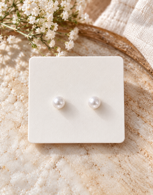 Gold Pearl Stud Flat Back Earrings - PREORDER