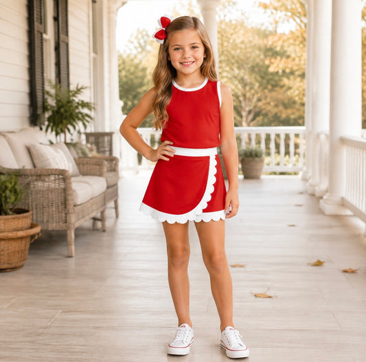 TODDLER CLOTHES RED PRINT GIRL SUMMER YOGA SET