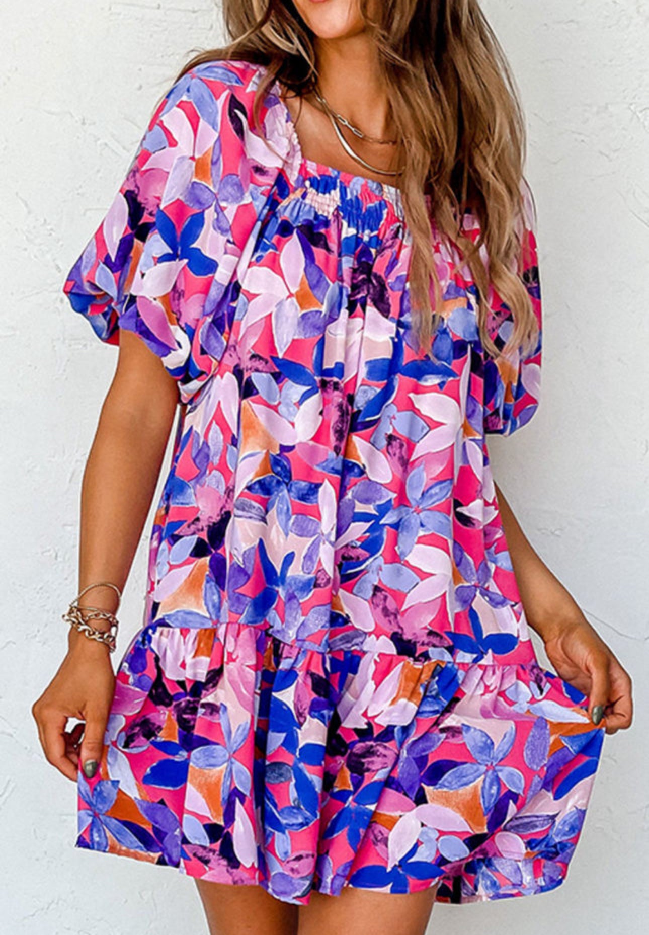 Pink and purple floral dress