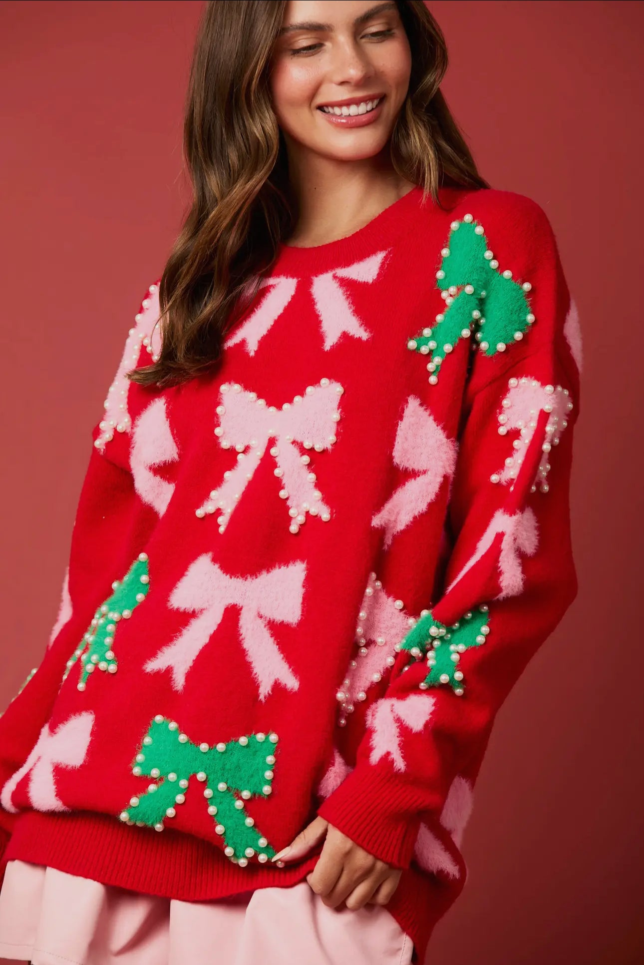 Be Merry Bow Pearl Sweater