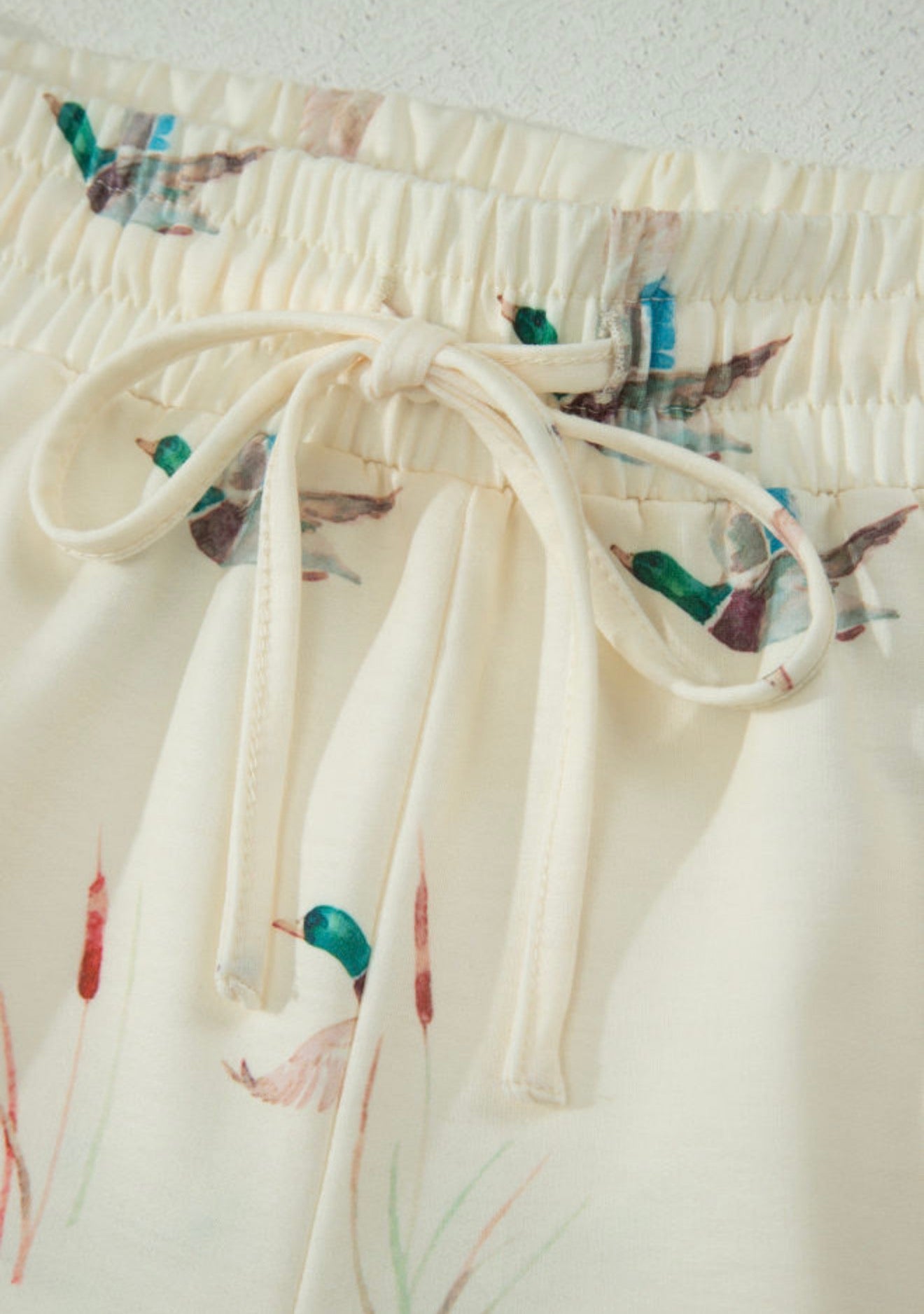 Beige Mallard Duck Print Oversized Tee Drawstring Short Set - PREORDER ETA 3-4 weeks