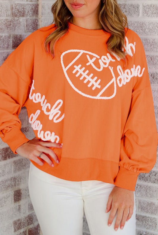 Orange Touch Down Rugby Thread Embroidery Sweatshirt PREORDER