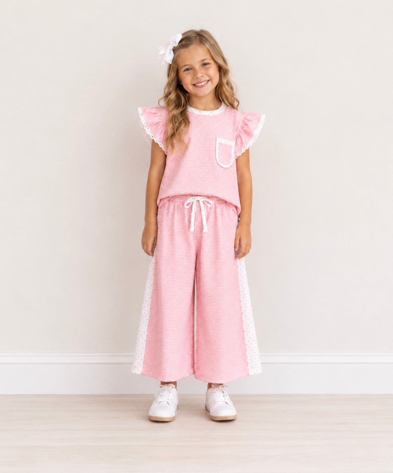 Girls Pink Polka Dot Two Piece Set - PREORDER