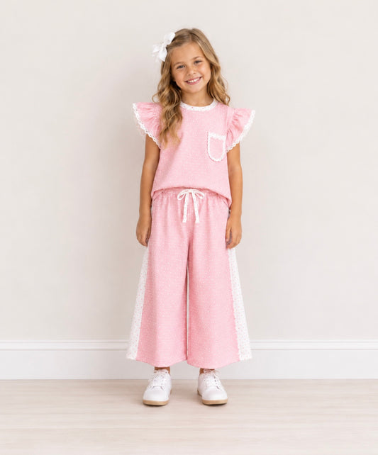 Girls Pink Polka Dot Two Piece Set - PREORDER