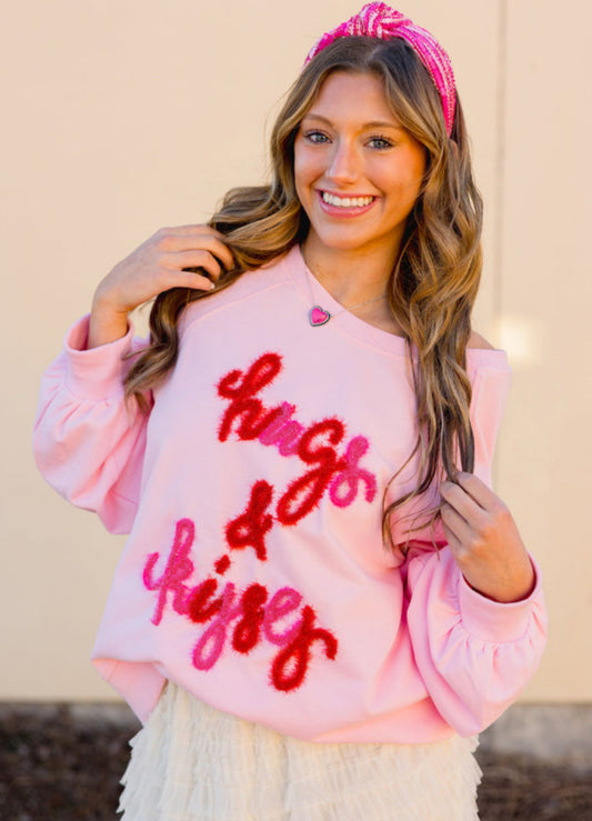 Pink Hugs and Kisses Embroidered  Sweatshirt PREORDER