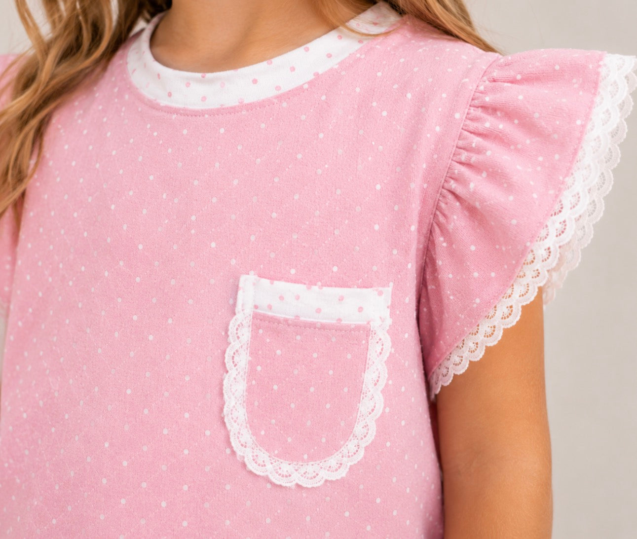 Girls Pink Polka Dot Two Piece Set - PREORDER
