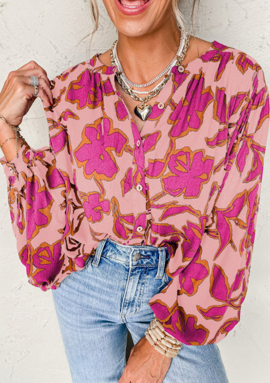 Pink Floral Blouse