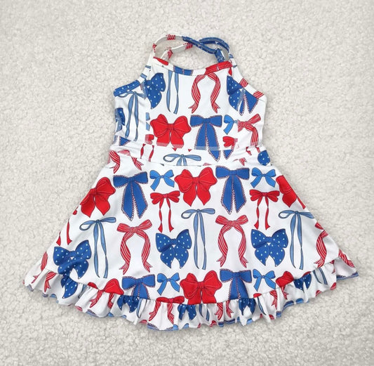Girls Patriotic Bow Athletic Dress