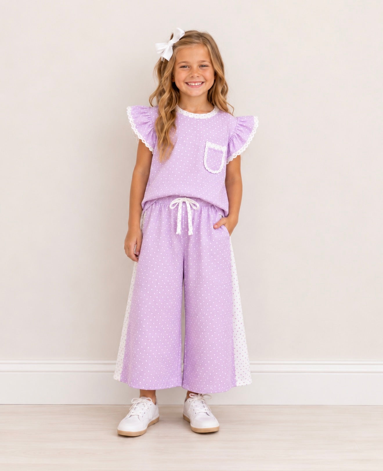 Girls Purple Polka Dot Two Piece Set - PREORDER