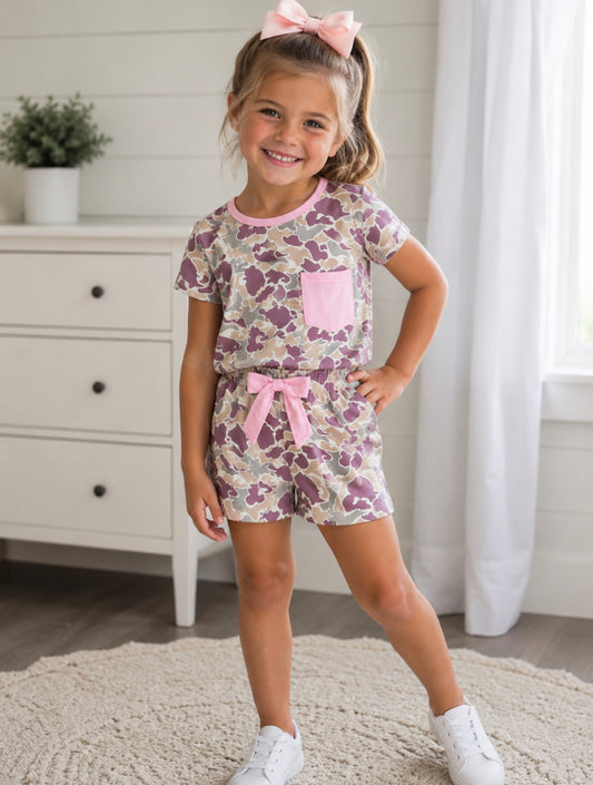 Girls Pink Trim Camo Set - PREORDER