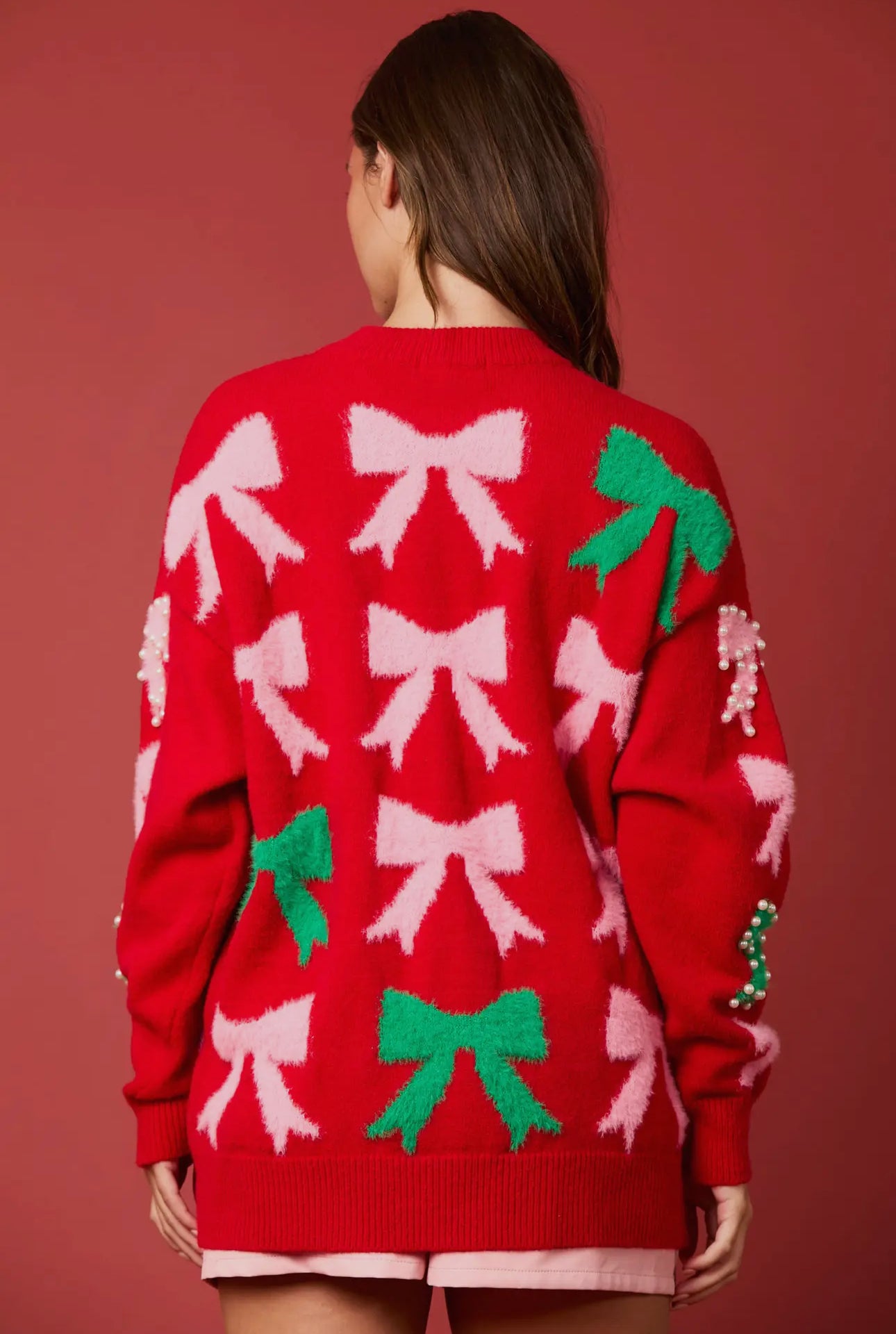 Be Merry Bow Pearl Sweater