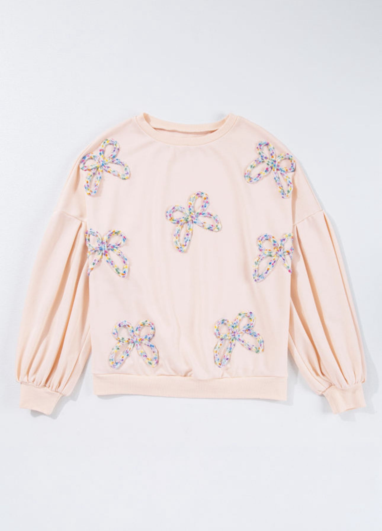 Light Tan Yarn Bow Oversized Sweatshirt