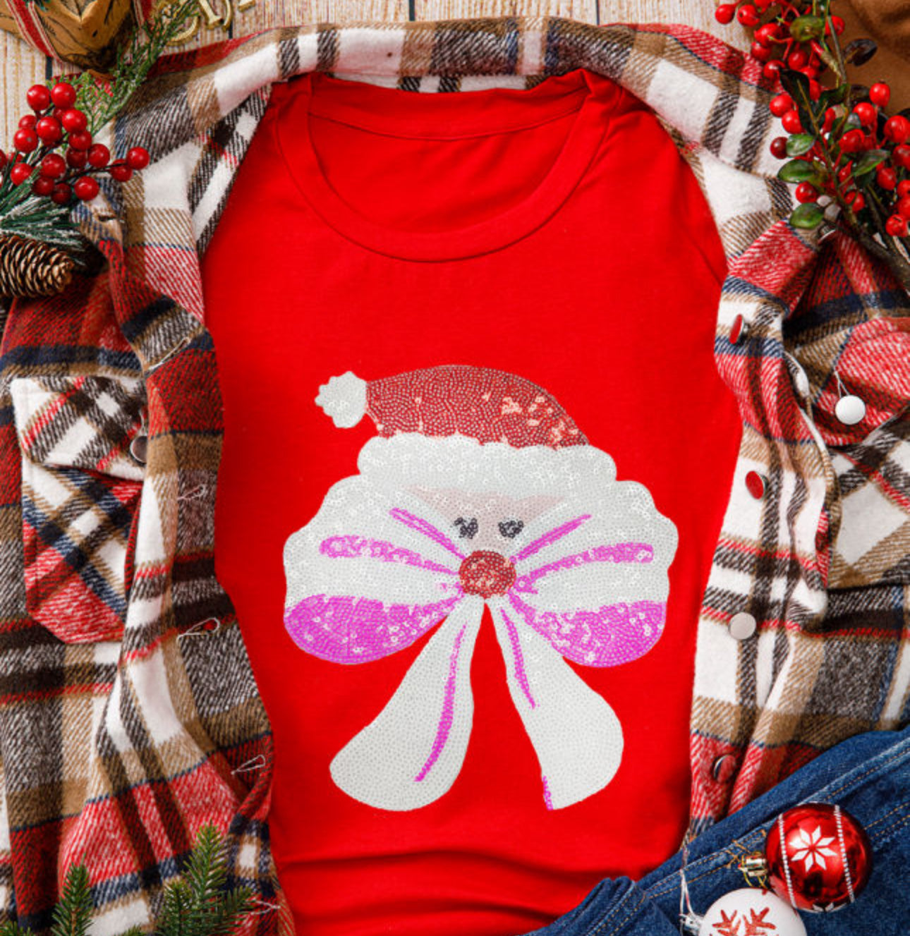 Red Bowknot Christmas T-Shirt