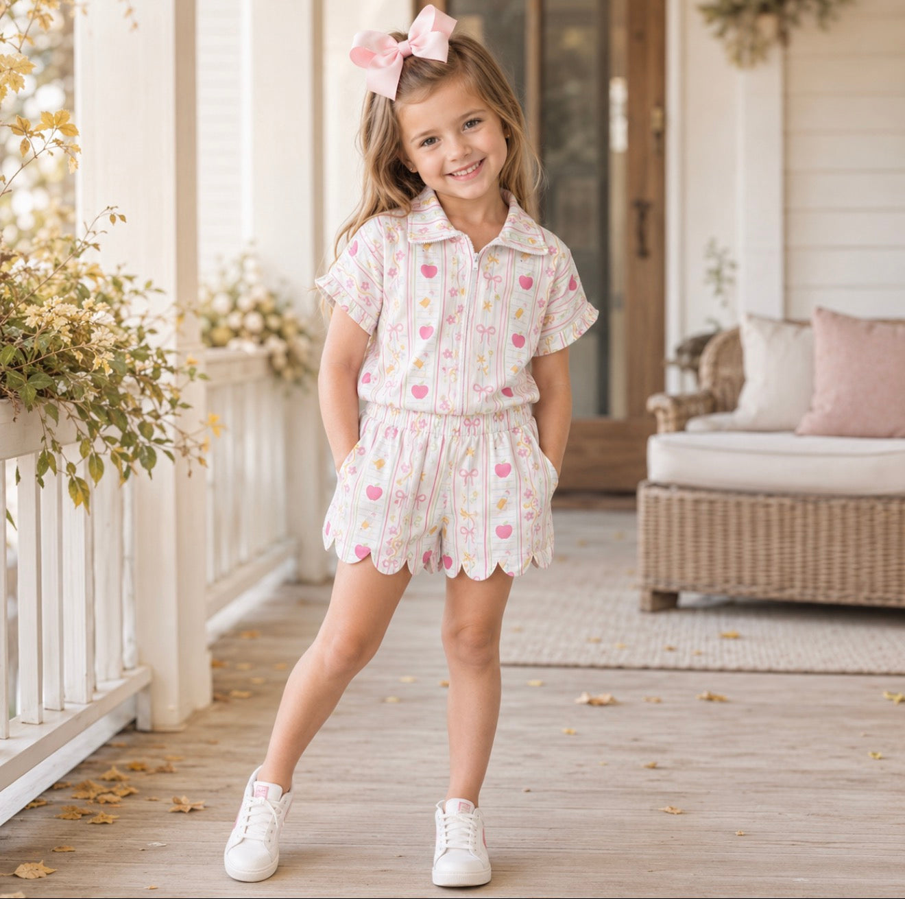 Girls Back To School Scallop Set