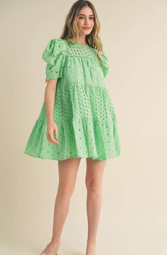 Green Eyelet Dress