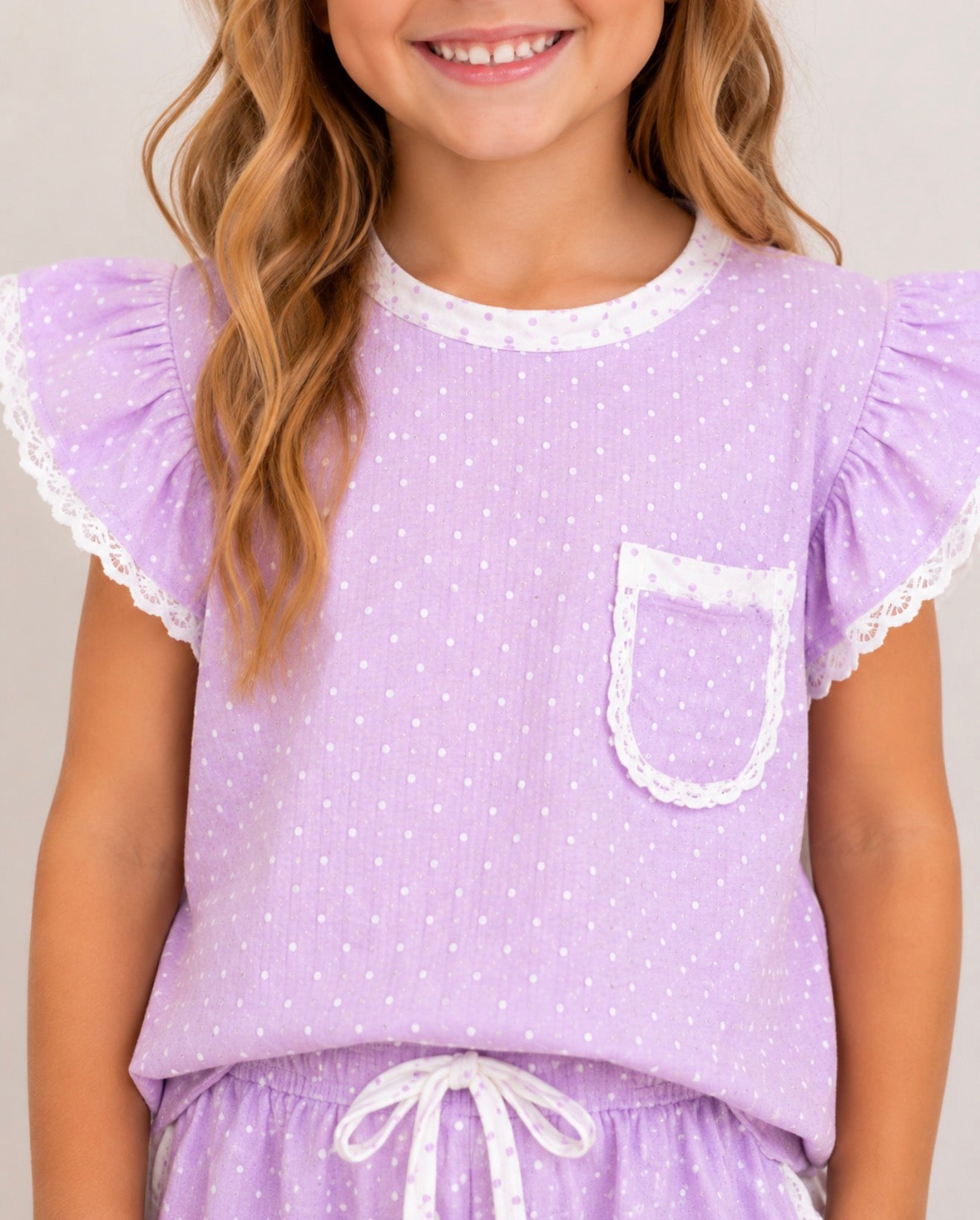 Girls Purple Polka Dot Two Piece Set - PREORDER
