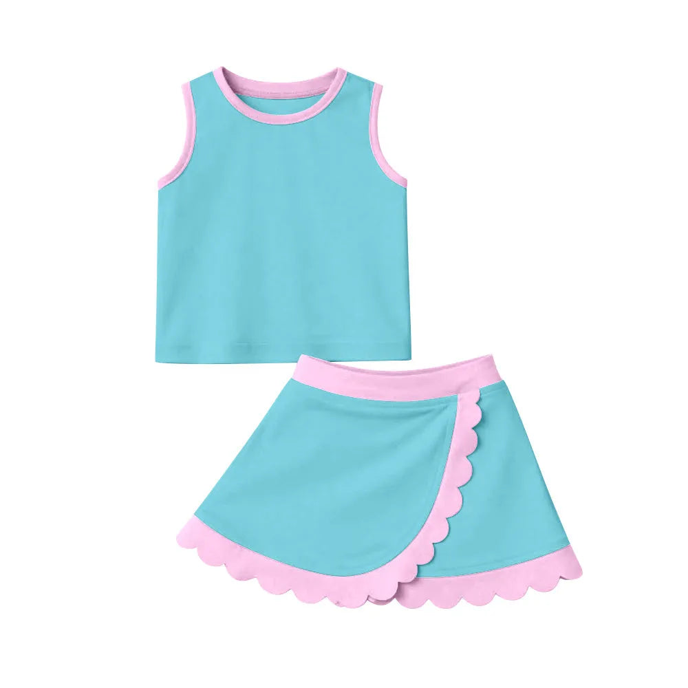 BLUE & PINK PRINT GIRL SUMMER YOGA SET
