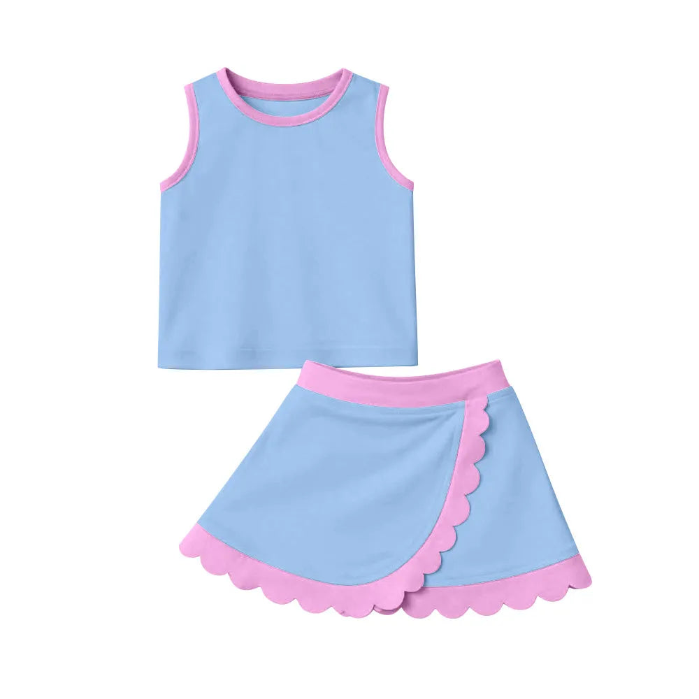 TODDLER CLOTHES BLUE PRINT GIRL SUMMER YOGA SET