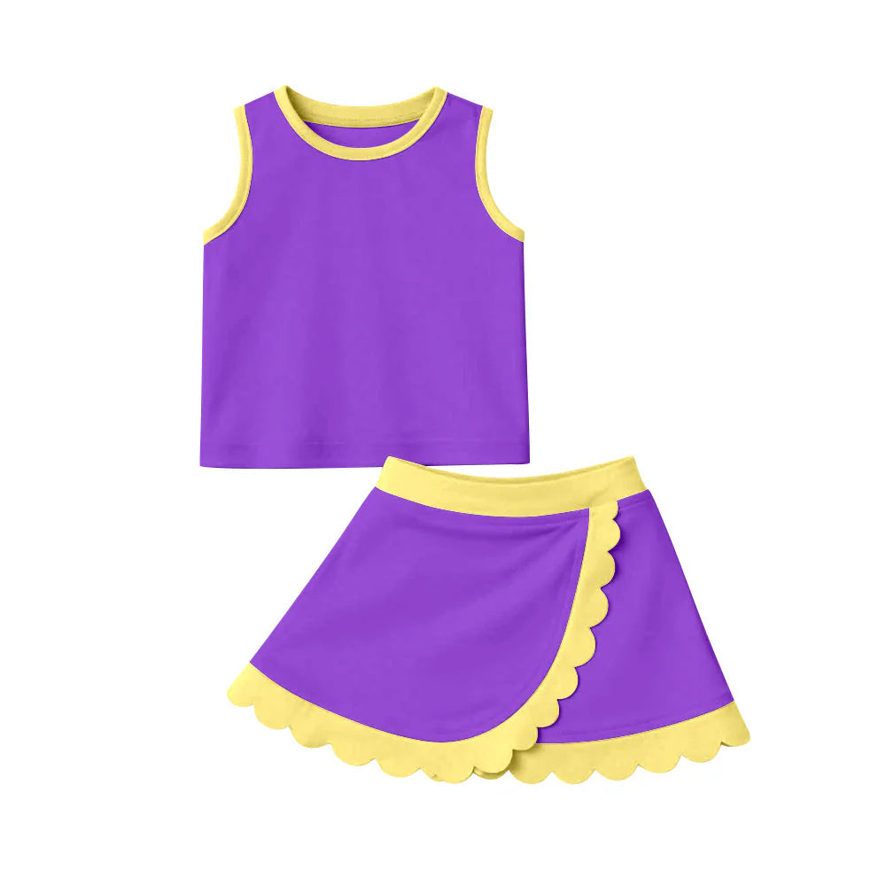 TODDLER CLOTHES PURPLE & YELLOW PRINT GIRL SUMMER YOGA SET