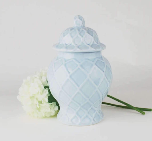 Blue Textured Ginger Jar - Small