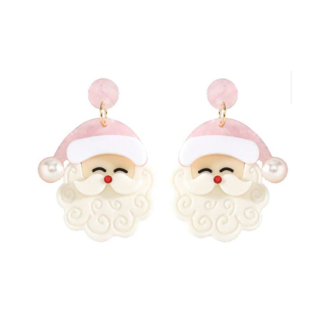 Pink Santa Earrings