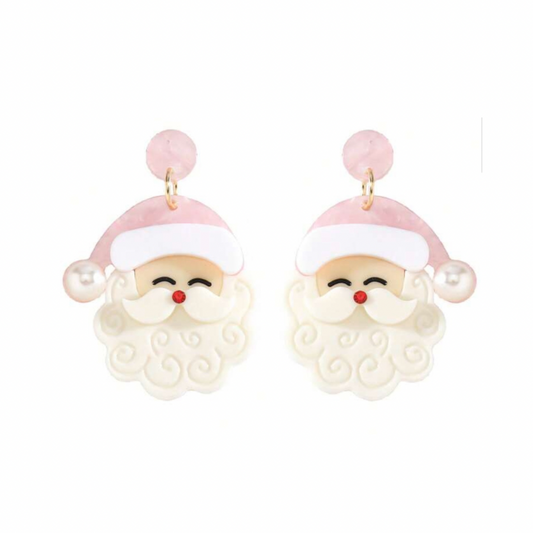 Pink Santa Earrings