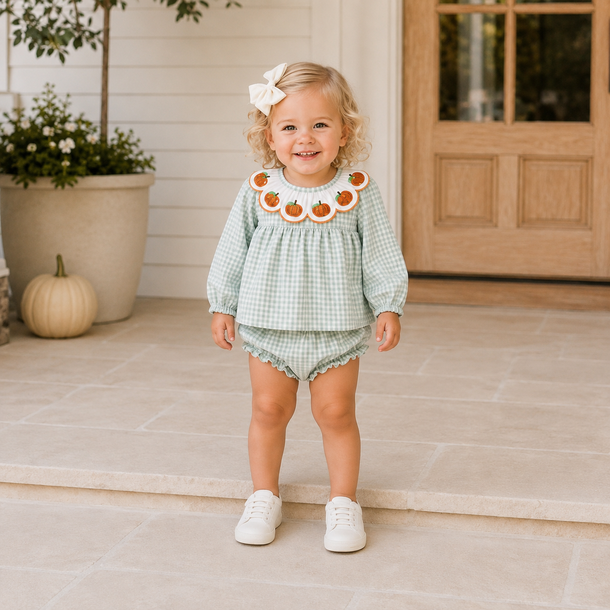 Halloween Thanksgiving Glitter Pumpkin Girls Bloomer Set - PREORDER