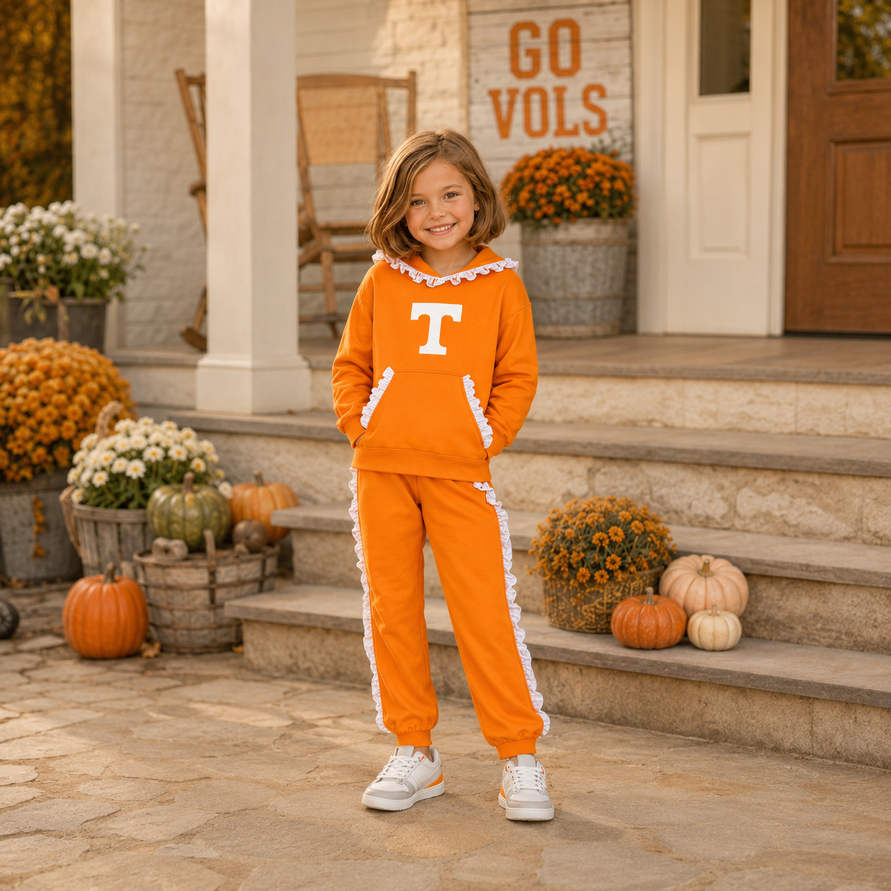 Girls Orange Ruffle Trim TN Set - PREORDER