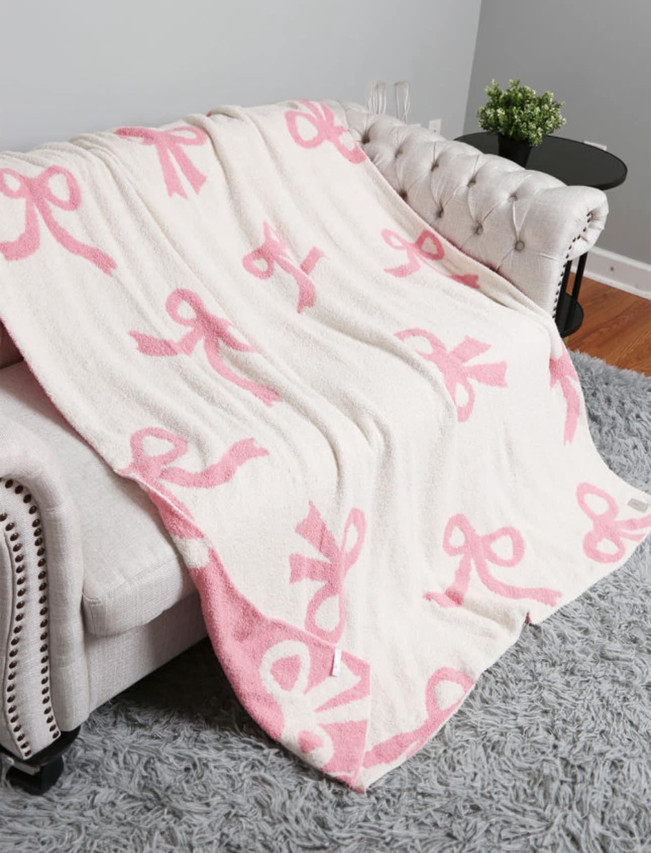 Pink Bow Throw Blanket