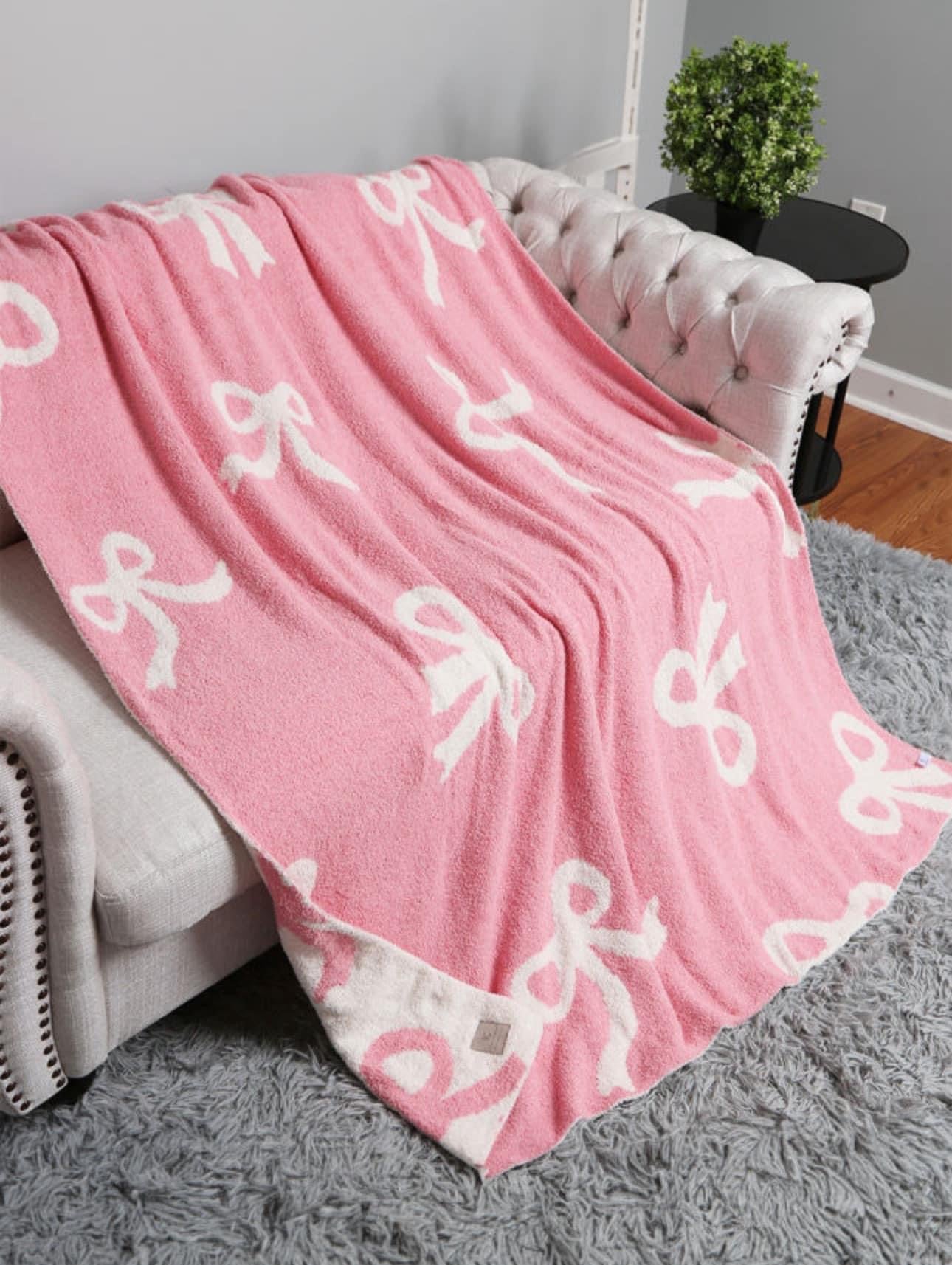 Pink Bow Throw Blanket