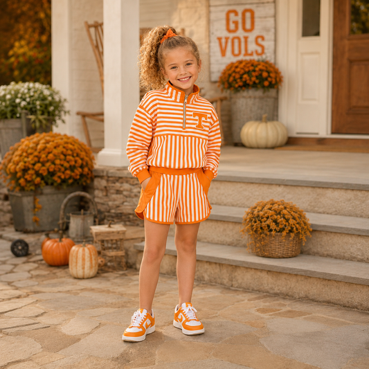 Girls Vols Stripe Short Set - PREORDER