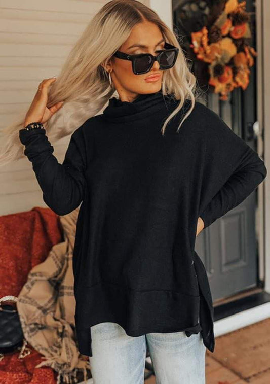 Black Cowl Neck Shift Tunic Top PREORDER