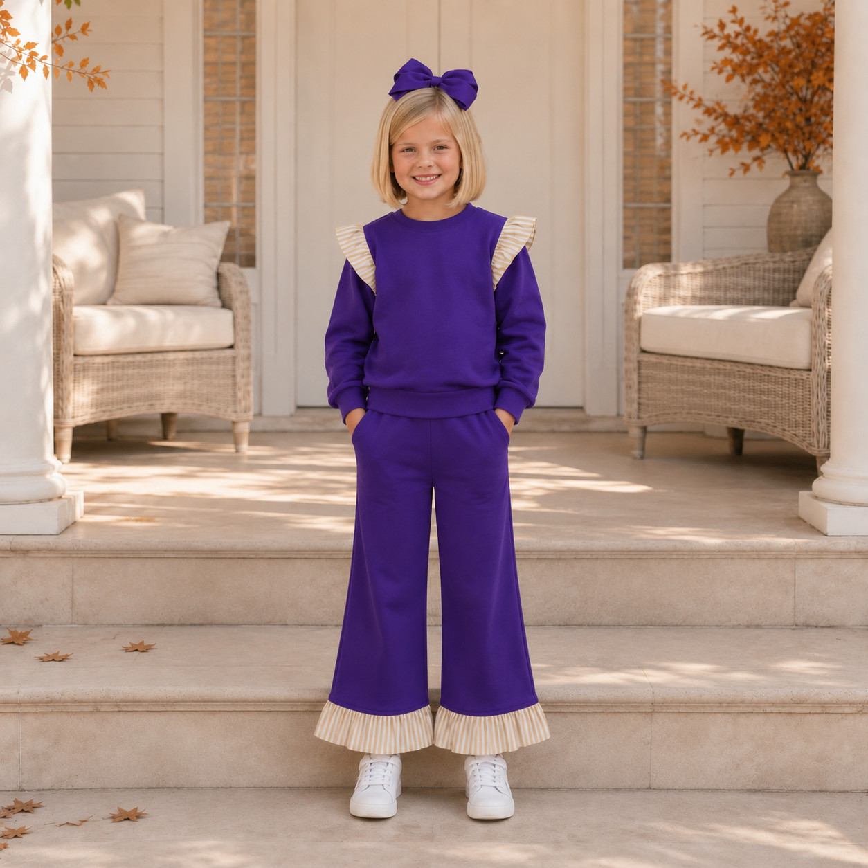 Girls Purple & Gold Ruffle Set - PREORDER