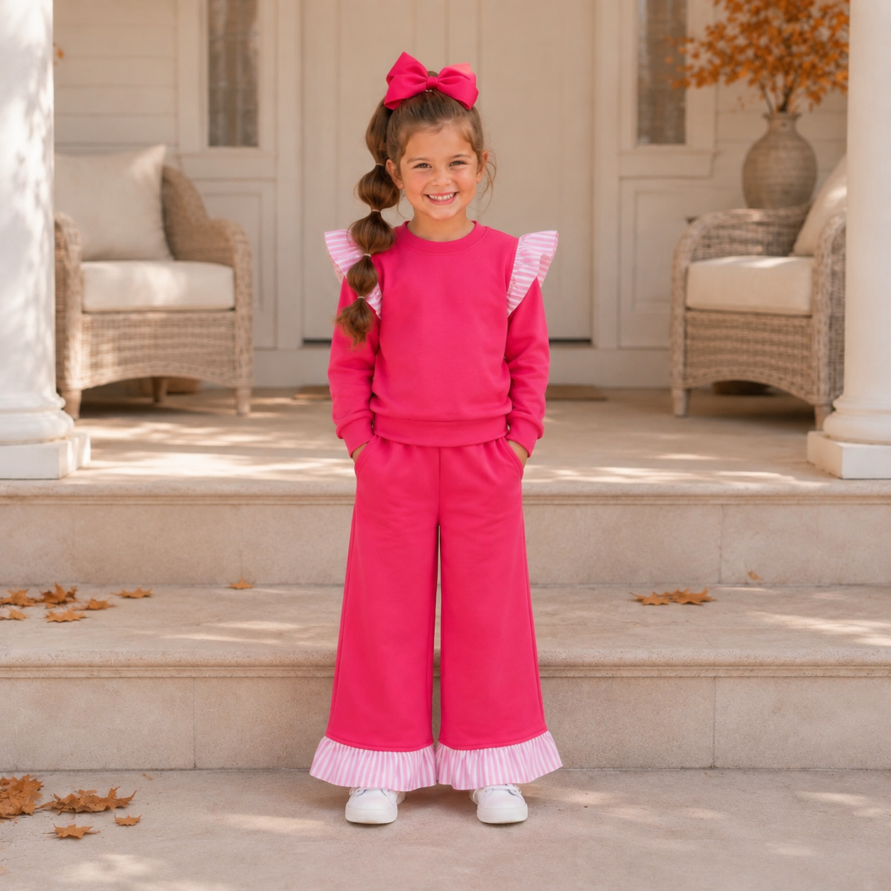 Girls Bright Pink & Light Pink Ruffle Set - PREORDER