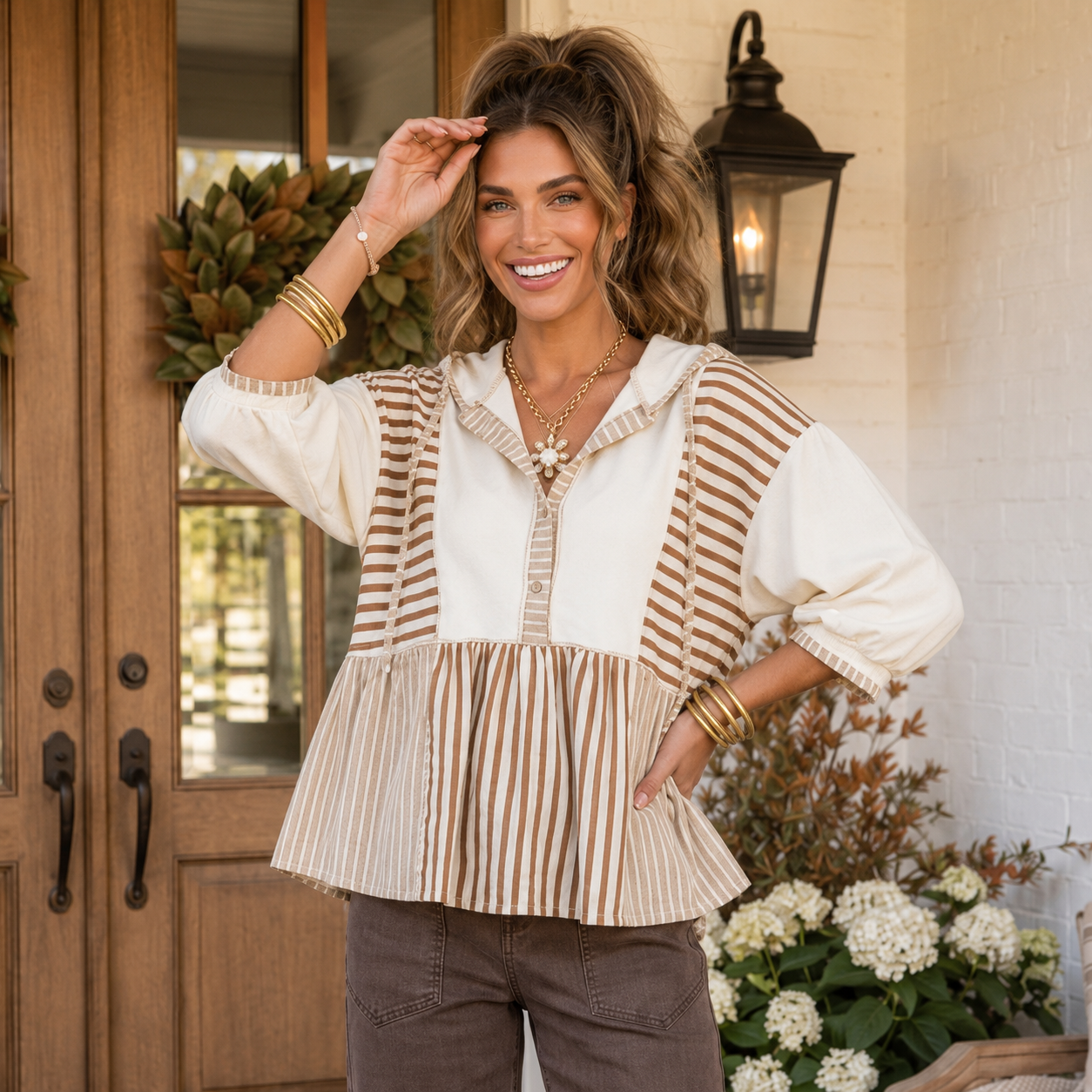 Sugar And Cream Peplum Top - PREORDER