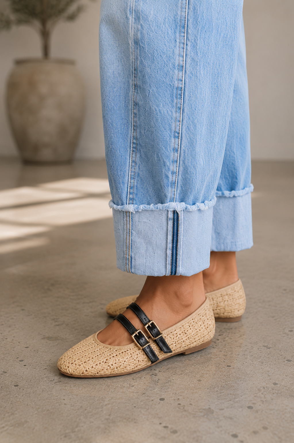 Raw Hem Turnup Loose Ankle-length Jeans - PREORDER