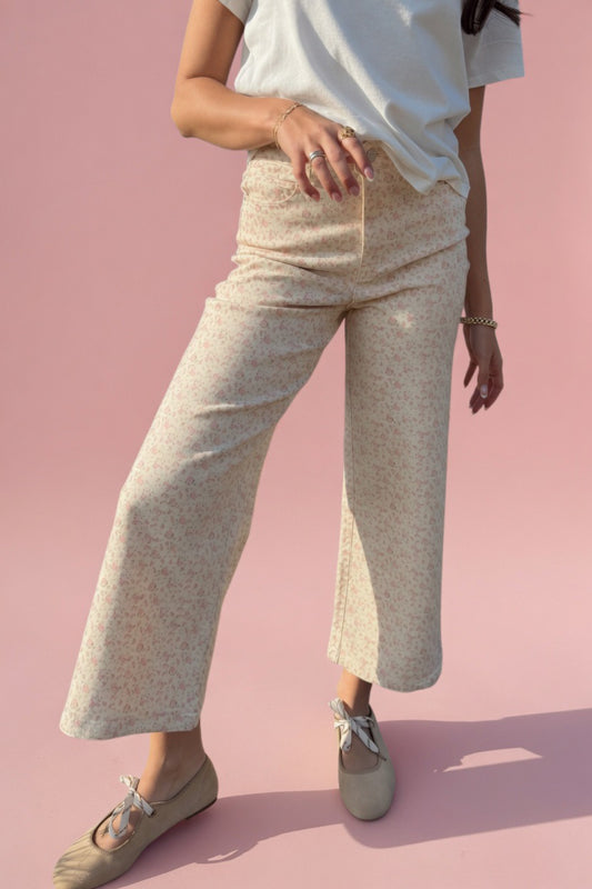 Pink & Cream Floral Jeans