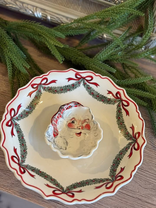 Mud Pie Santa Chip & Dip Bowl