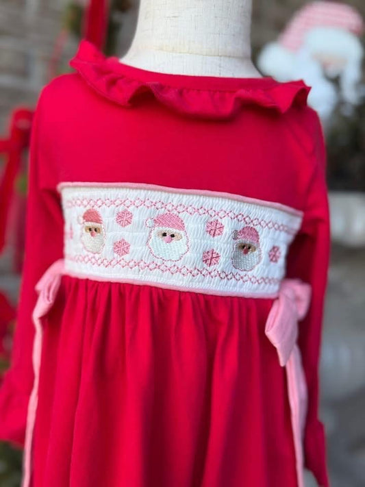 Girls Santa Smocked Dress