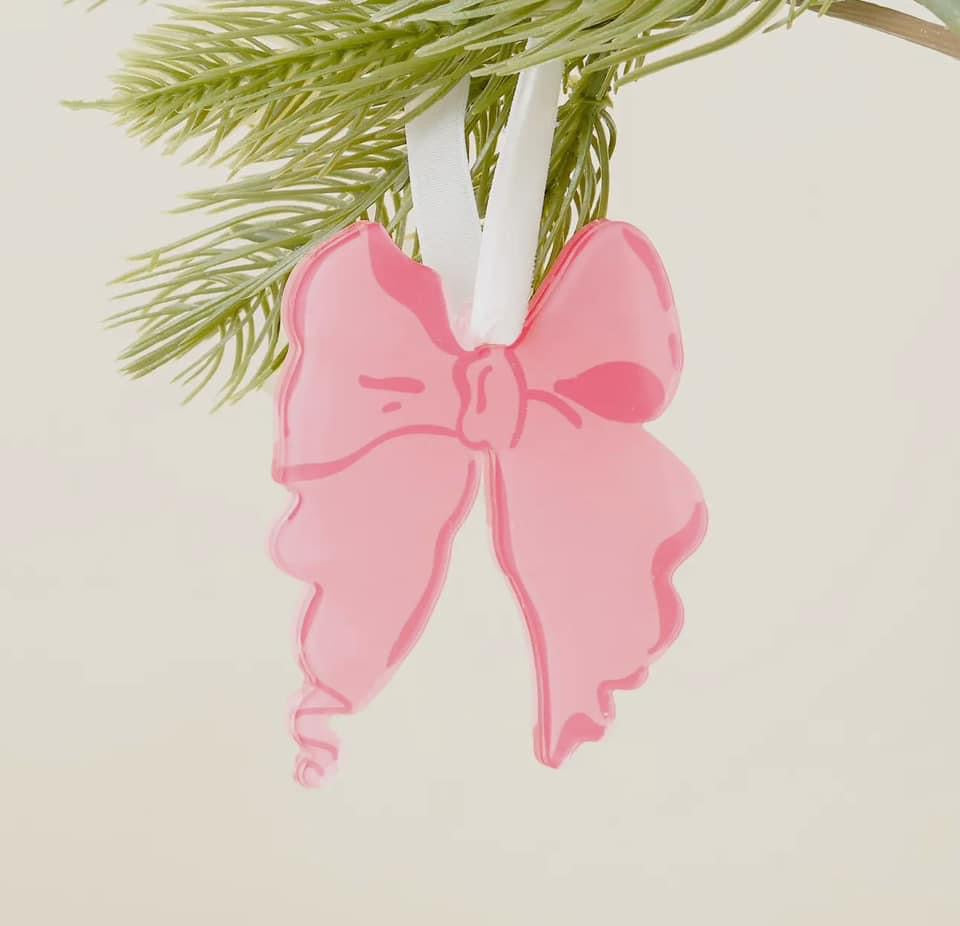 Holiday Tree Ornament-Pink Bow Shape